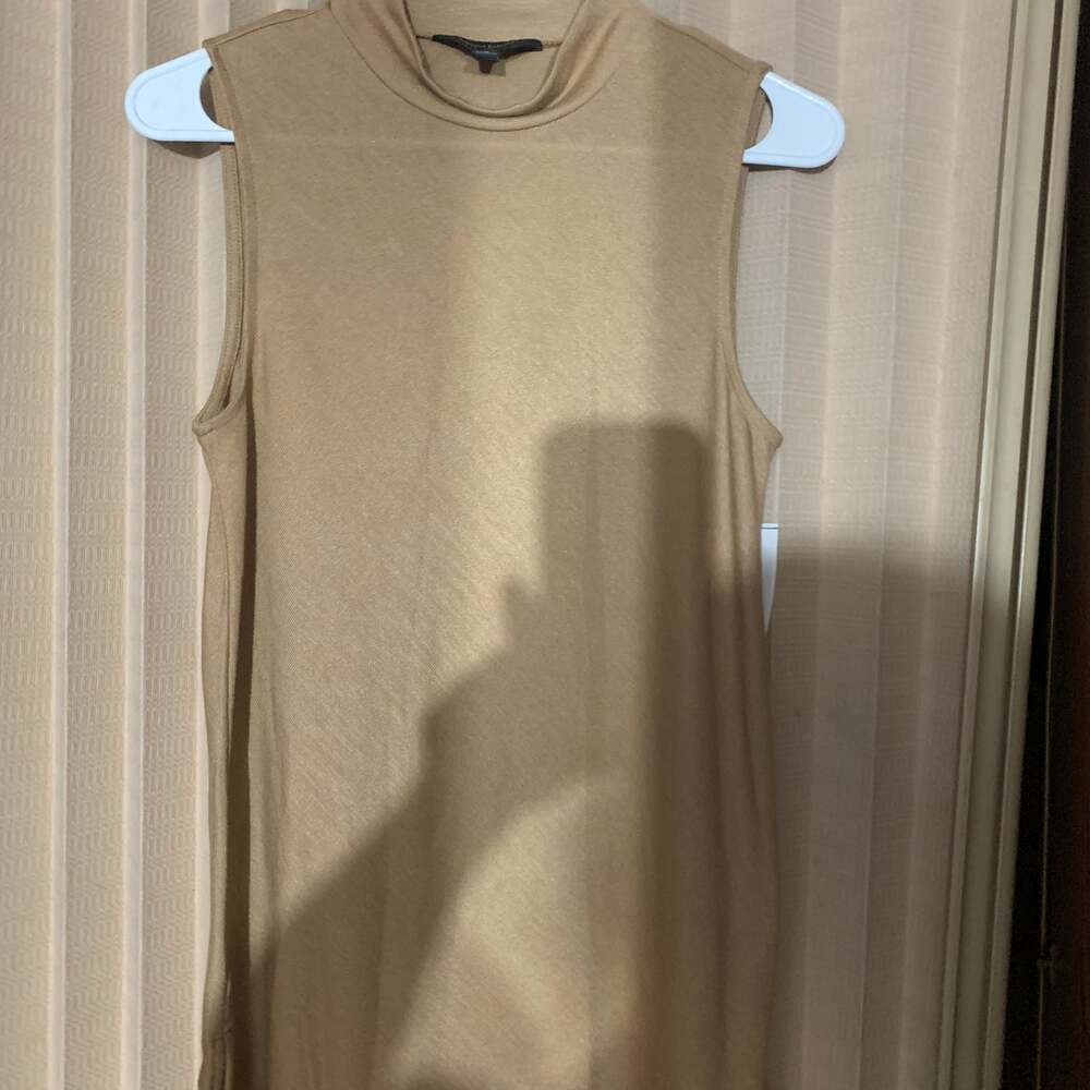 Banana Republic Mock Neck Sleeveless Tan Top